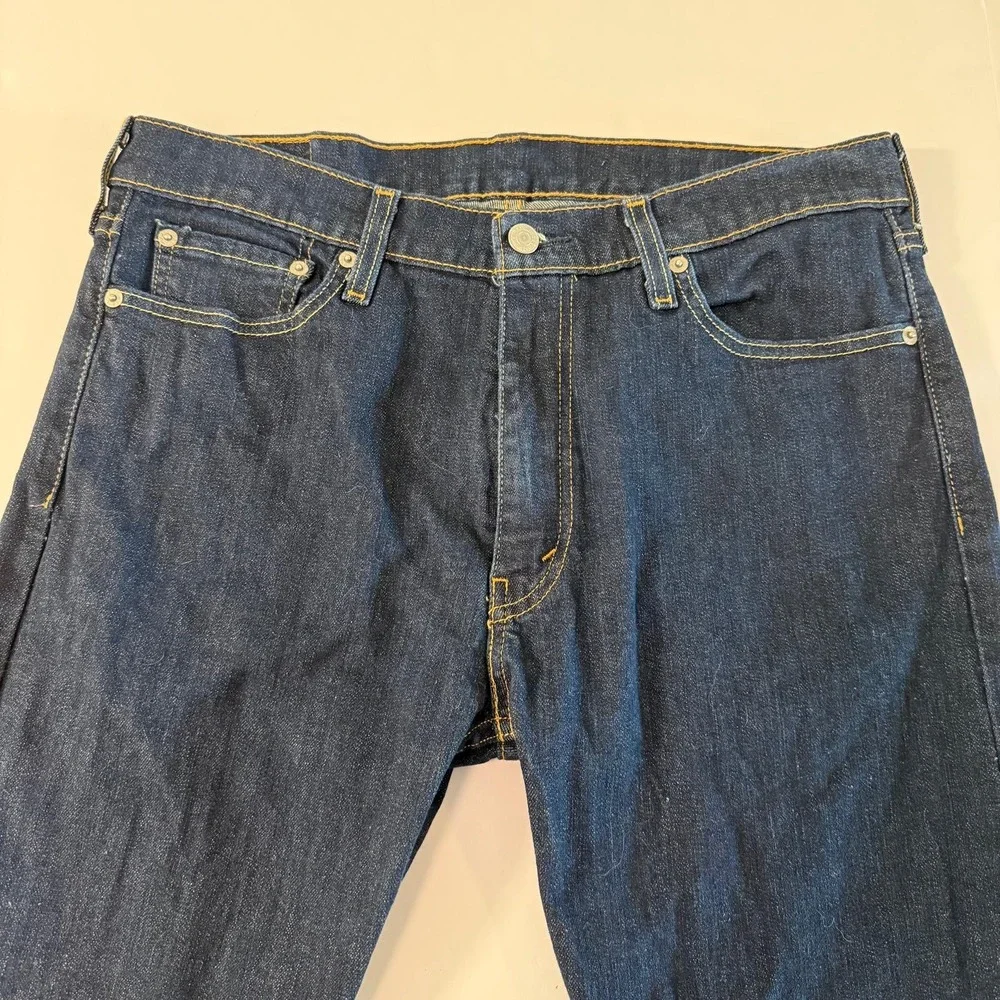 Levis 513 Slim Straight Jeans Mens 33x32 Dark Indigo Blue Denim Pants